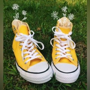 yellow classic high top converse